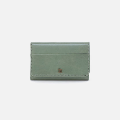HOBO Jill Trifold Wallet In Polished Leather - Jade
