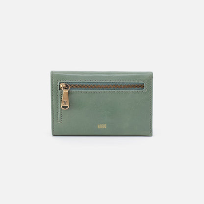 HOBO Jill Trifold Wallet In Polished Leather - Jade