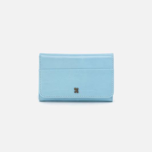 HOBO Jill Trifold Wallet In Polished Leather - Stratosphere