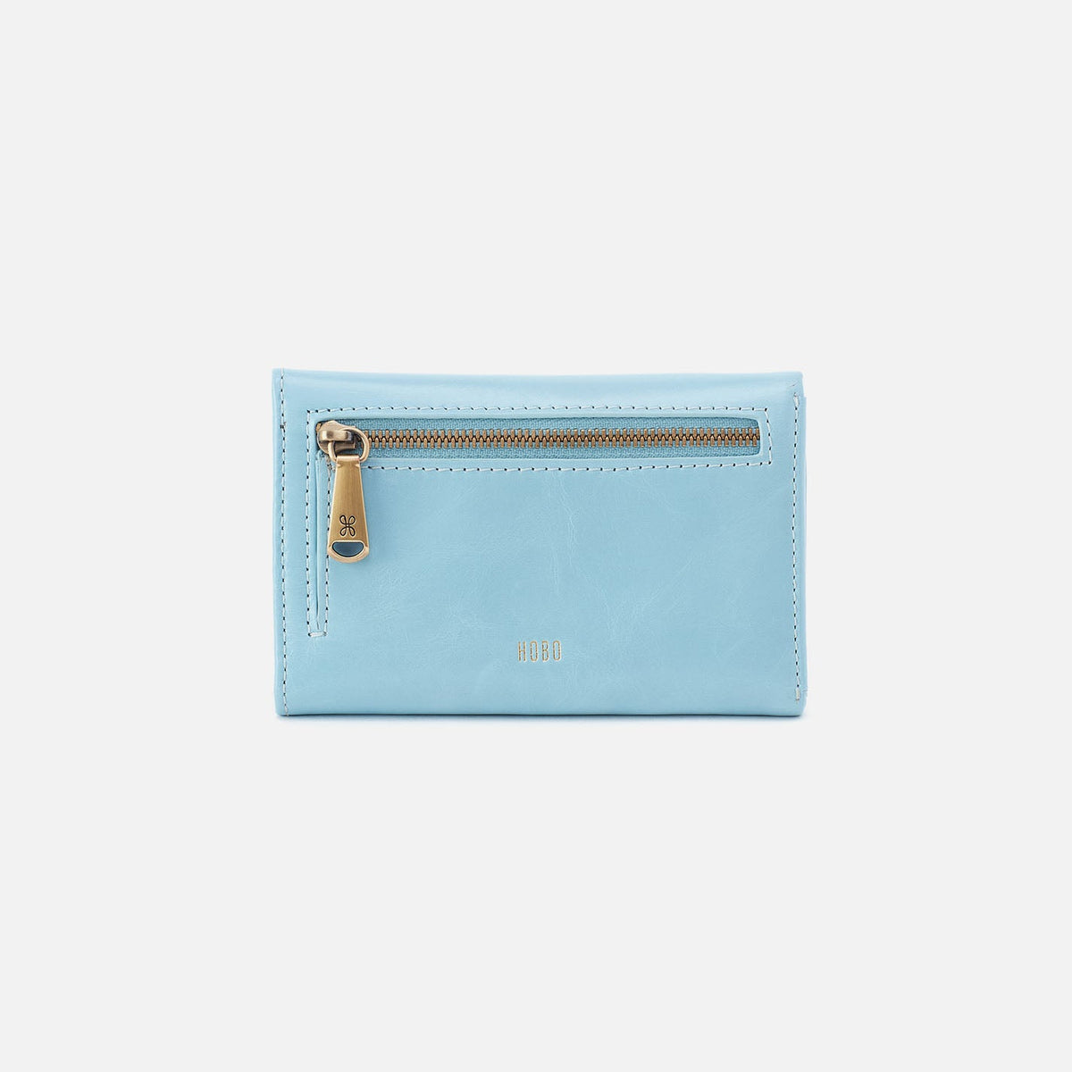 HOBO Jill Trifold Wallet In Polished Leather - Stratosphere