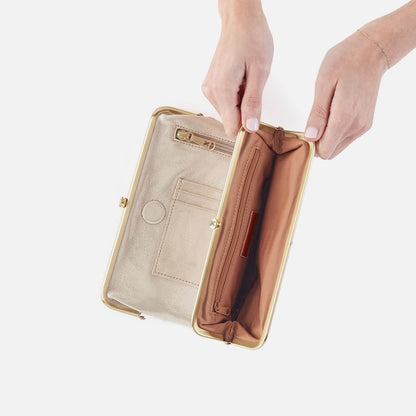 HOBO Lauren Clutch-Wallet In Metallic Leather - Sand Shimmer
