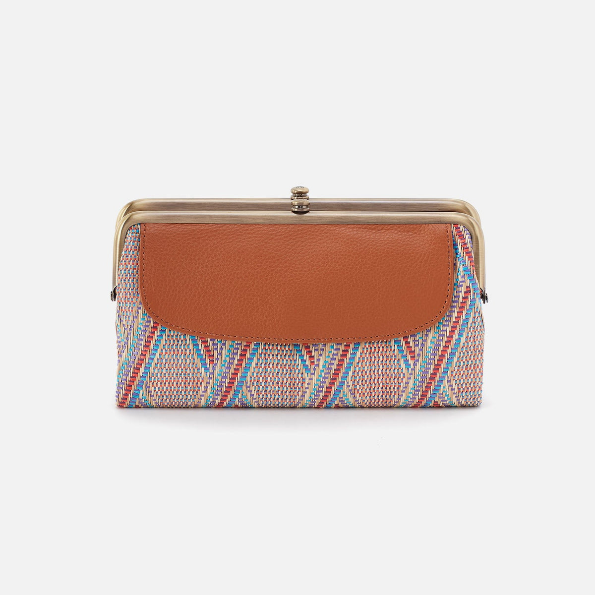 HOBO Lauren Clutch-Wallet In Multi Weave With Leather Trim - Sunset Raffia
