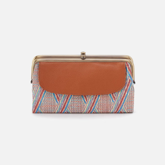 HOBO Lauren Clutch-Wallet In Multi Weave With Leather Trim - Sunset Raffia