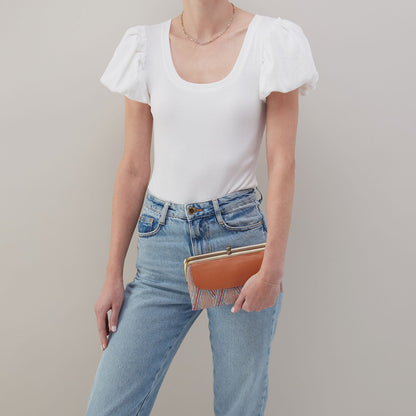 HOBO Lauren Clutch-Wallet In Multi Weave With Leather Trim - Sunset Raffia
