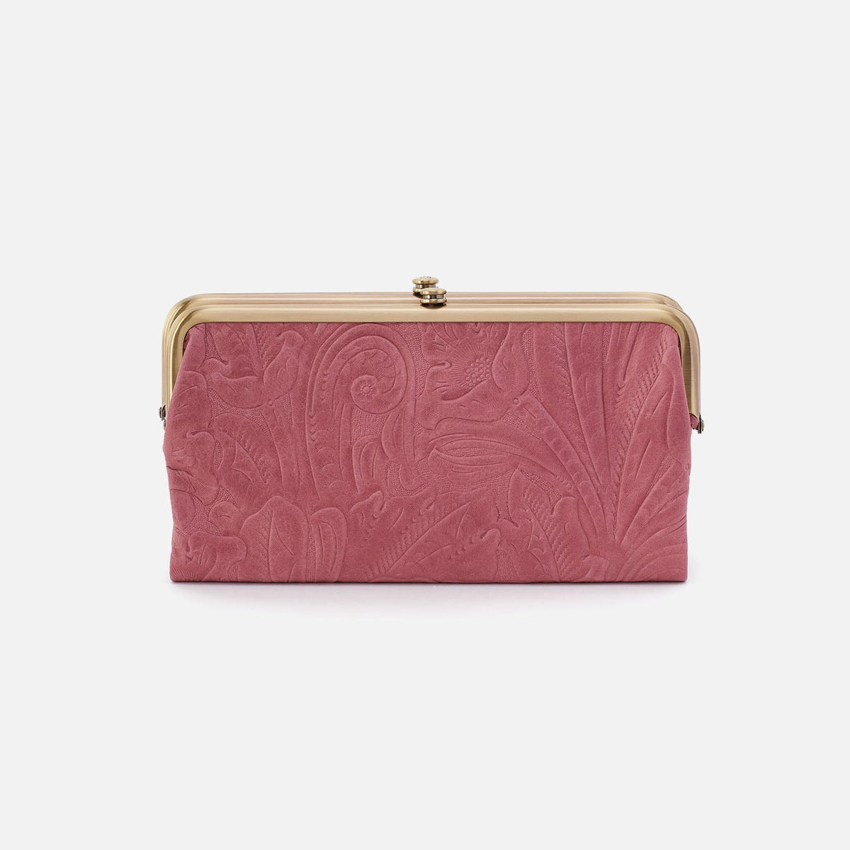 HOBO Lauren Clutch-Wallet In Tooled Embossed Leather - Mauve Tooled Emboss