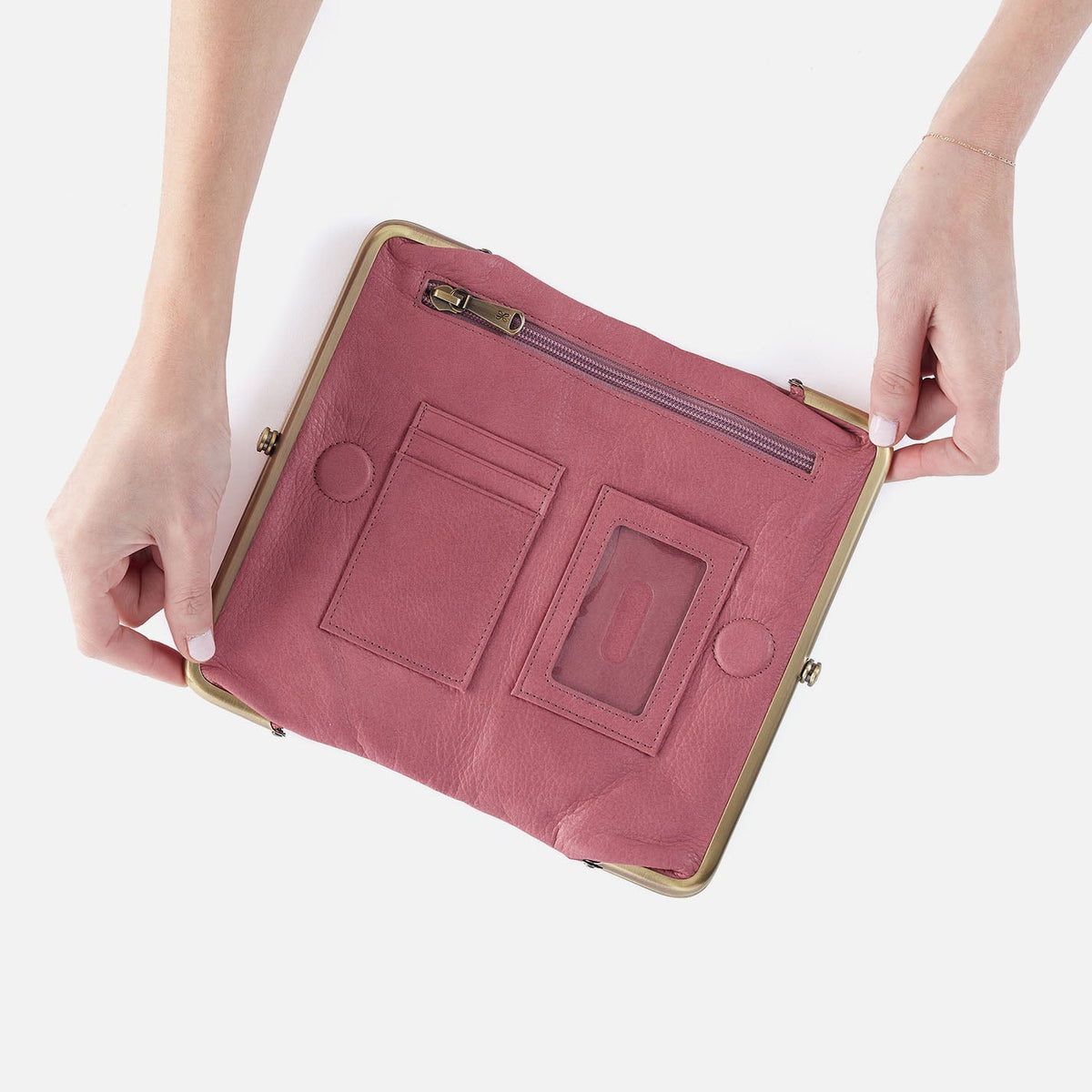 HOBO Lauren Clutch-Wallet In Tooled Embossed Leather - Mauve Tooled Emboss