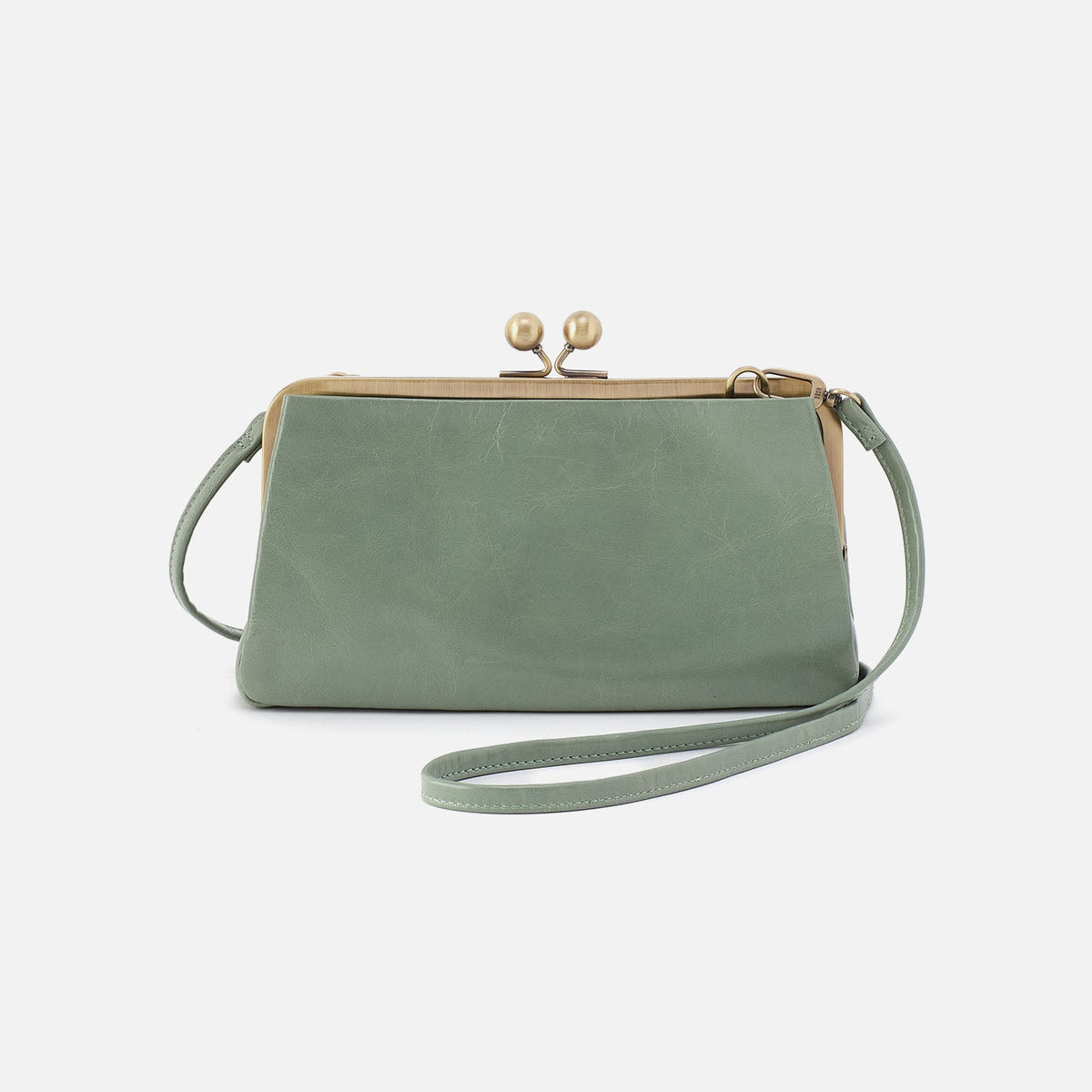 HOBO Lauren Frame Crossbody In Polished Leather - Jade