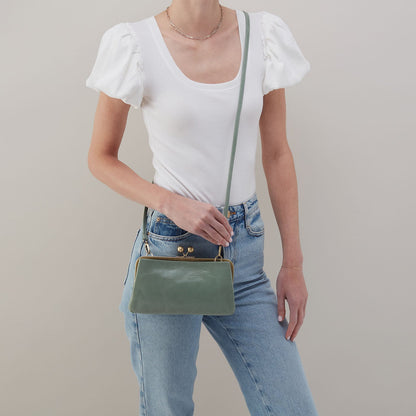 HOBO Lauren Frame Crossbody In Polished Leather - Jade