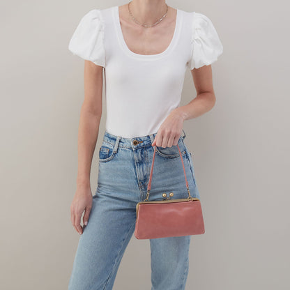 HOBO Lauren Frame Crossbody In Polished Leather - Rose