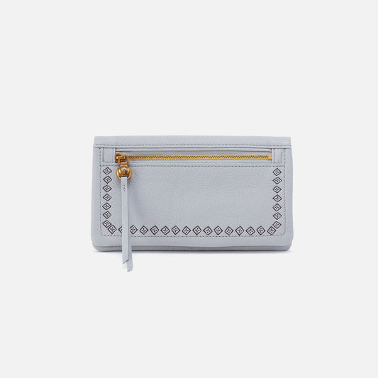 HOBO Lumen Continental Wallet In Pebbled Leather - Blue Pearl