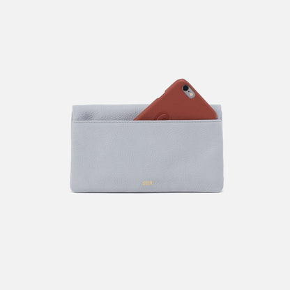 HOBO Lumen Continental Wallet In Pebbled Leather - Blue Pearl