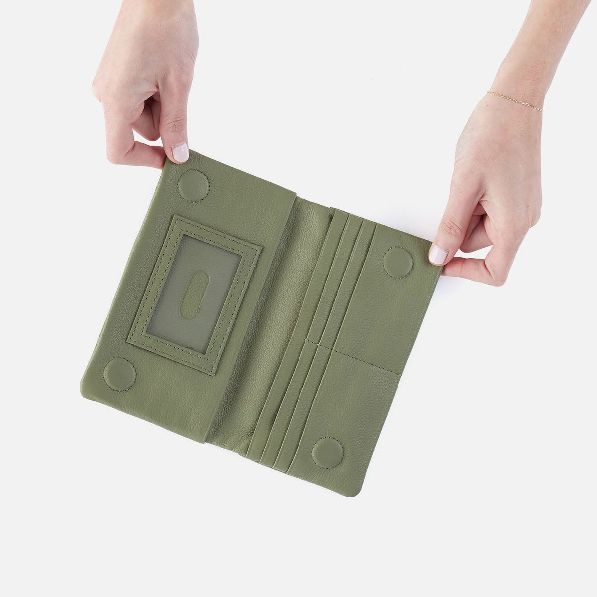 HOBO Lumen Continental Wallet In Pebbled Leather - Watercress