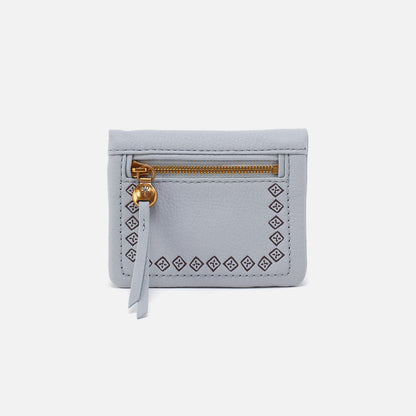 HOBO Lumen Mini Wallet In Pebbled Leather - Blue Pearl