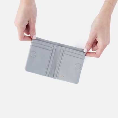 HOBO Lumen Mini Wallet In Pebbled Leather - Blue Pearl