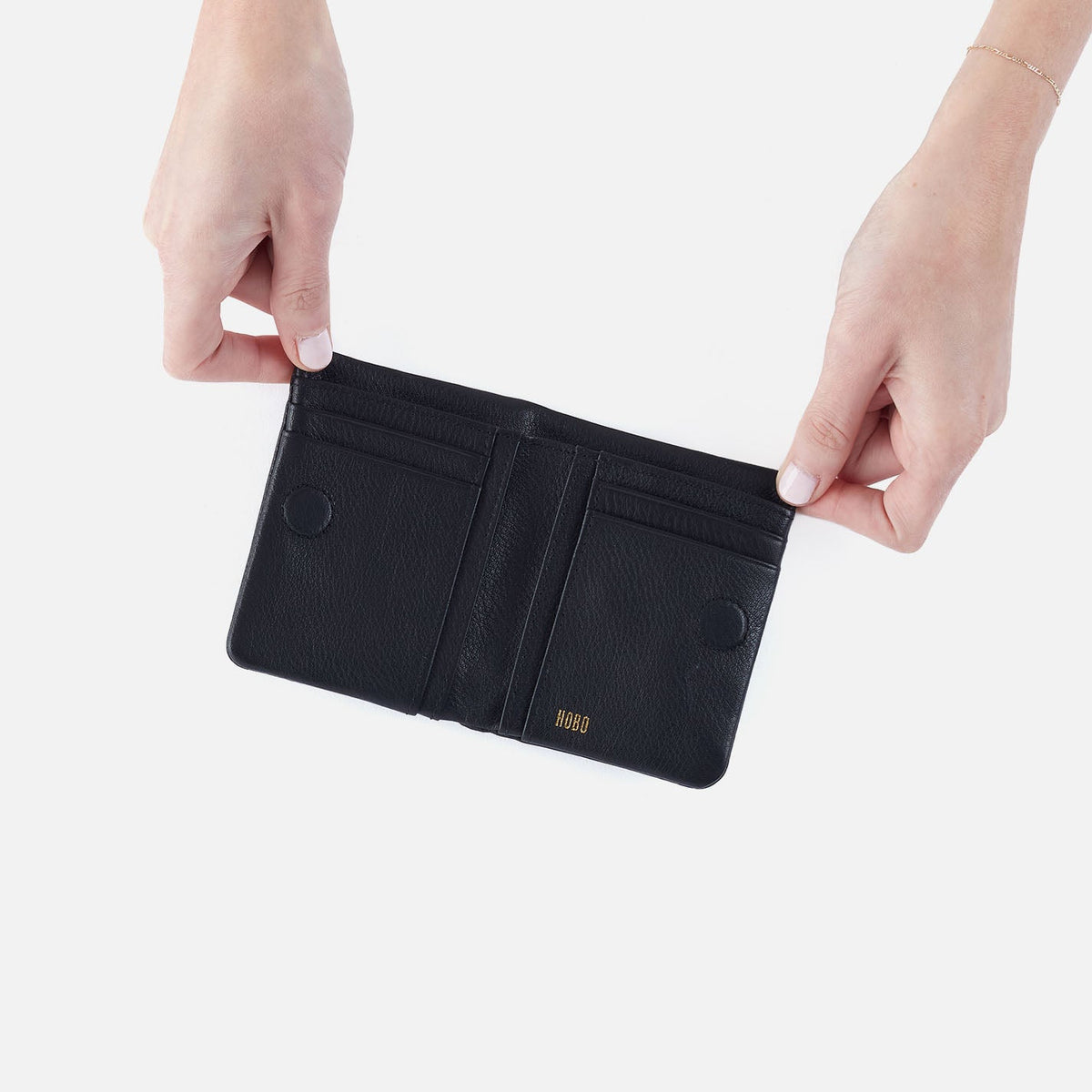 HOBO Lumen Mini Wallet In Pebbled Leather - Black
