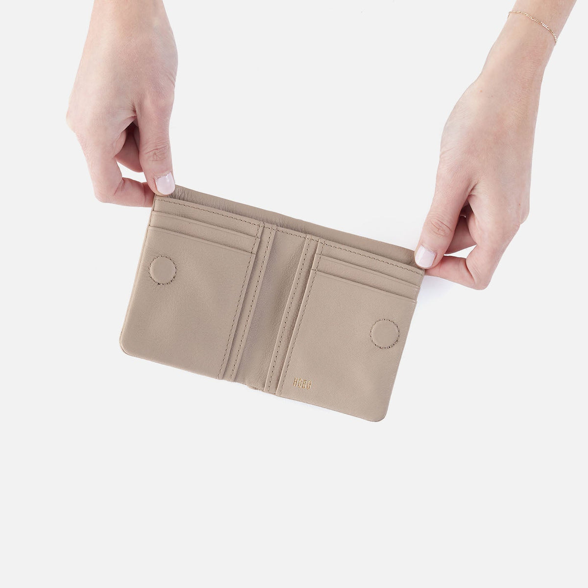HOBO Lumen Mini Wallet In Pebbled Leather - Taupe