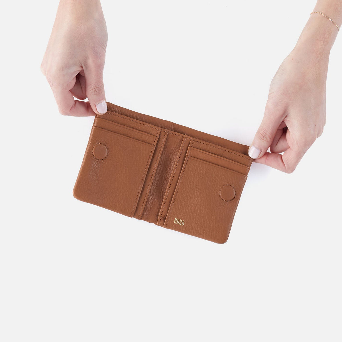 HOBO Lumen Mini Wallet In Pebbled Leather - Warm Honey