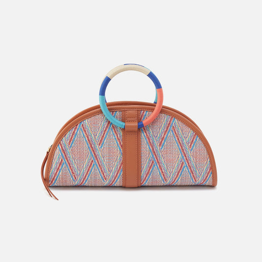 HOBO Luna Clutch In Multi Weave With Leather Trim - Sunset Raffia