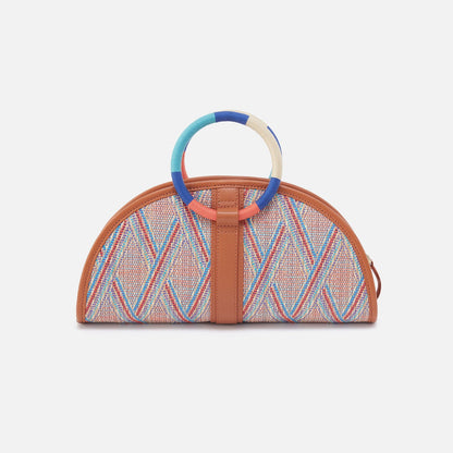 HOBO Luna Clutch In Multi Weave With Leather Trim - Sunset Raffia