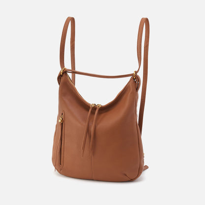 HOBO Merrin Convertible Backpack In Pebbled Leather - Warm Honey