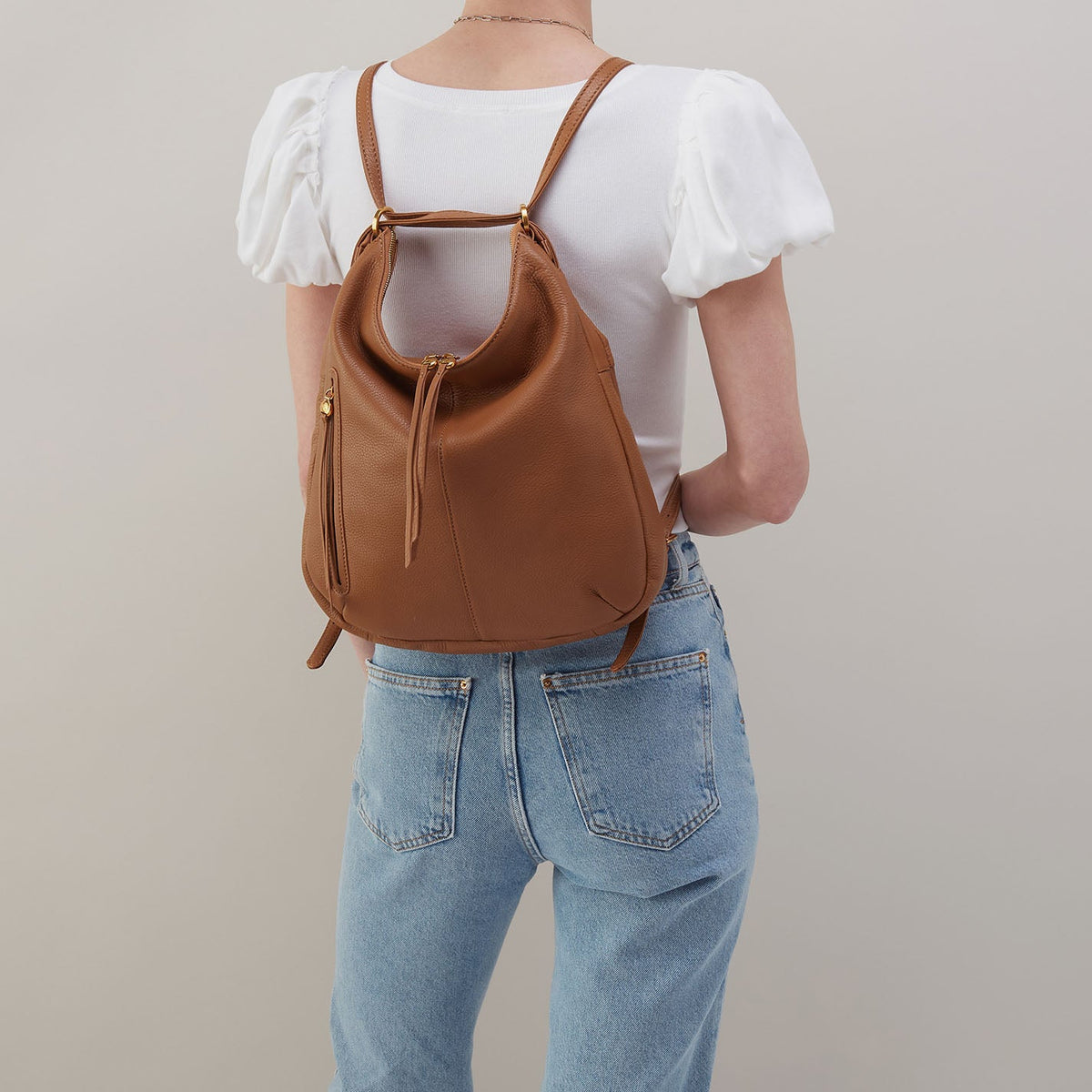 HOBO Merrin Convertible Backpack In Pebbled Leather - Warm Honey