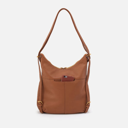 HOBO Merrin Convertible Backpack In Pebbled Leather - Warm Honey