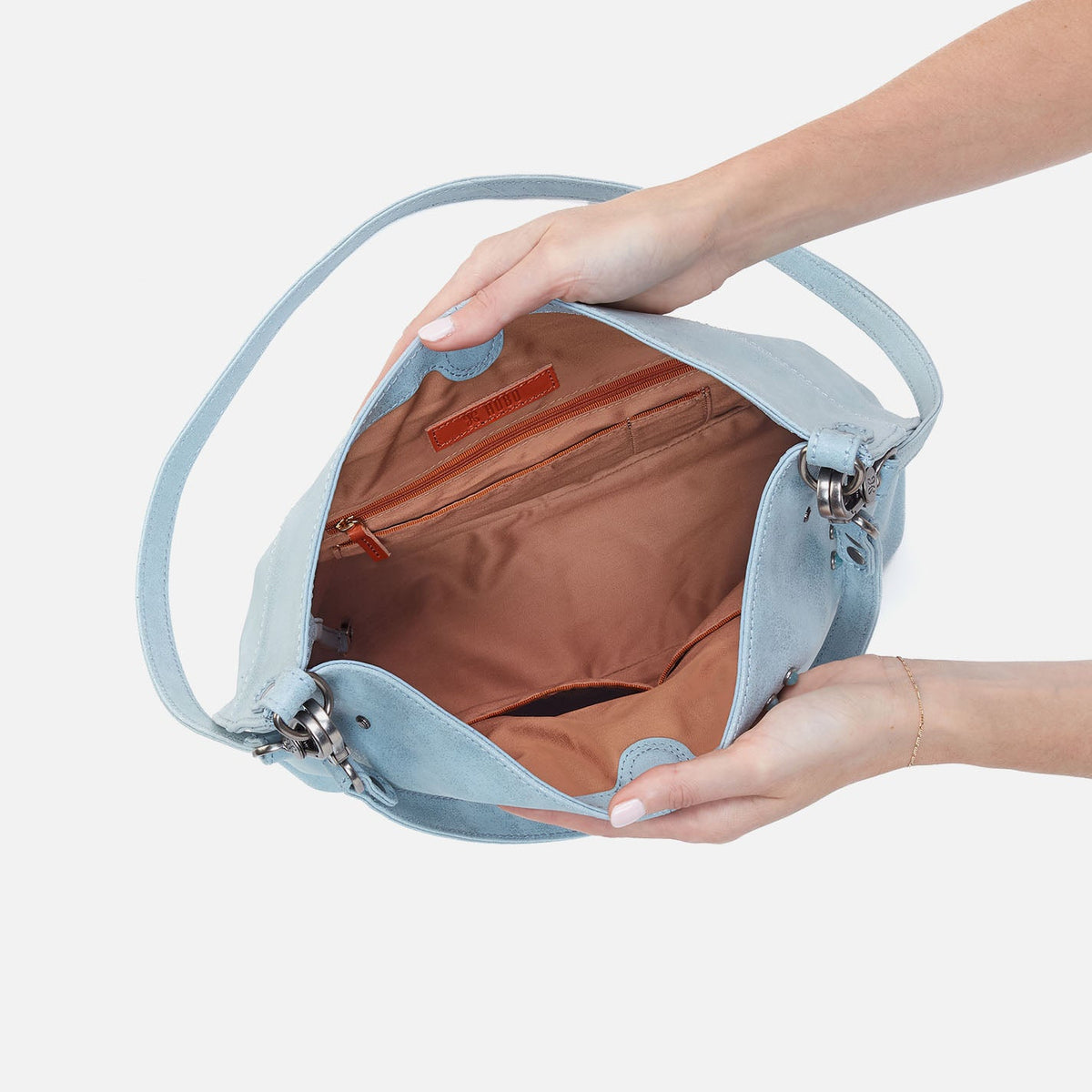 HOBO Pier Shoulder Bag In Buffed Leather - Sky