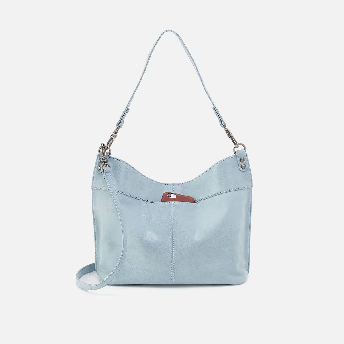 HOBO Pier Shoulder Bag In Buffed Leather - Sky