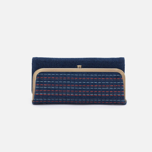 HOBO Rachel Continental Wallet In Denim Fabric - Dark Denim