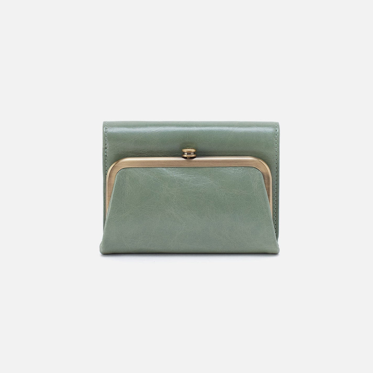 HOBO Robin Compact Wallet In Polished Leather - Jade