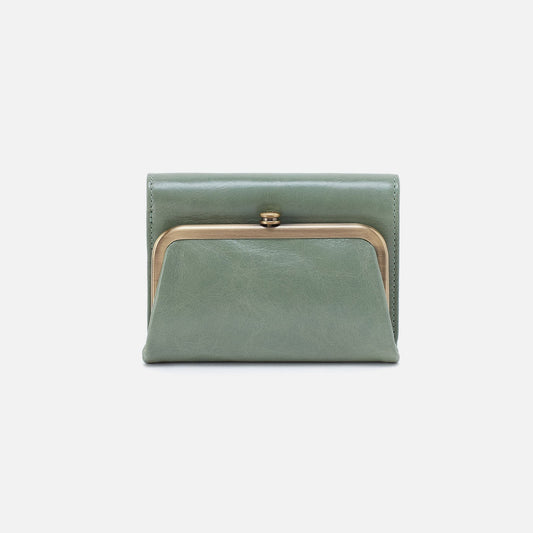 HOBO Robin Compact Wallet In Polished Leather - Jade