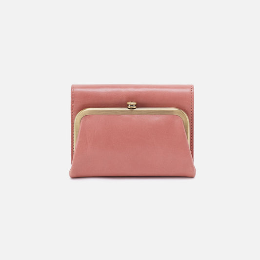 HOBO Robin Compact Wallet In Polished Leather - Rose