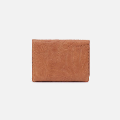 HOBO Robin Compact Wallet In Tooled Embossed Leather - Saddle Tooled Emboss