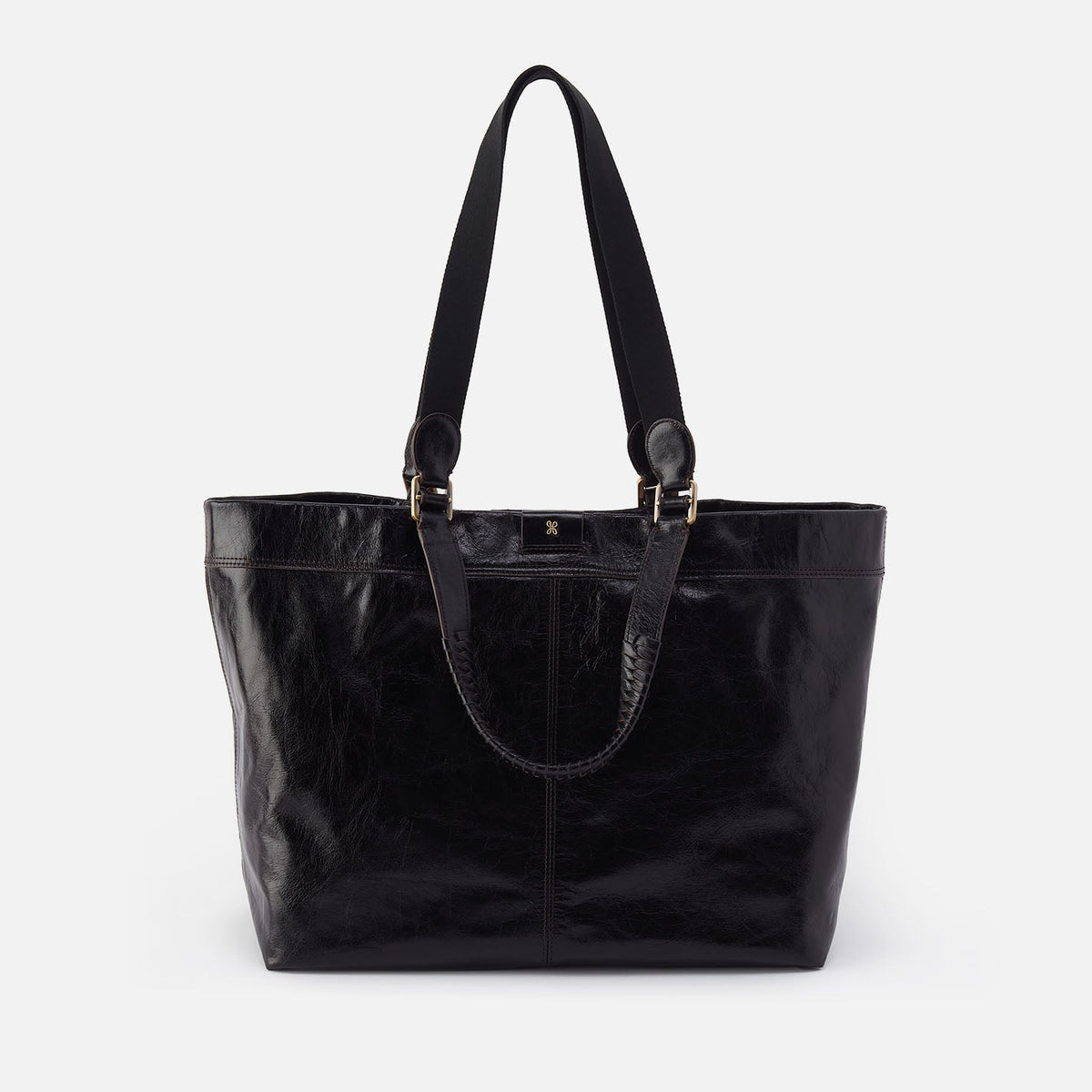 HOBO Romy Max Tote In Polished Leather - Black