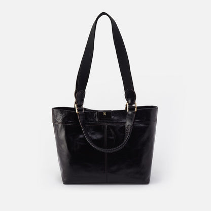 HOBO Romy Medium Tote In Polished Leather - Black
