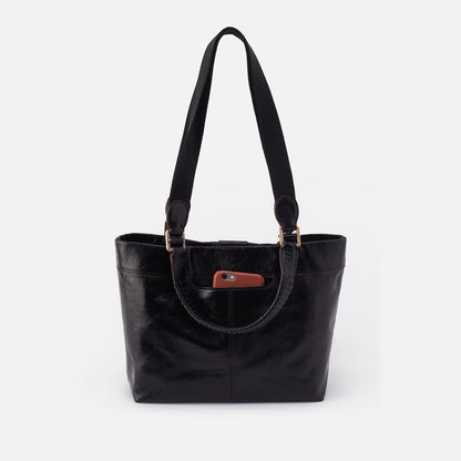 HOBO Romy Medium Tote In Polished Leather - Black