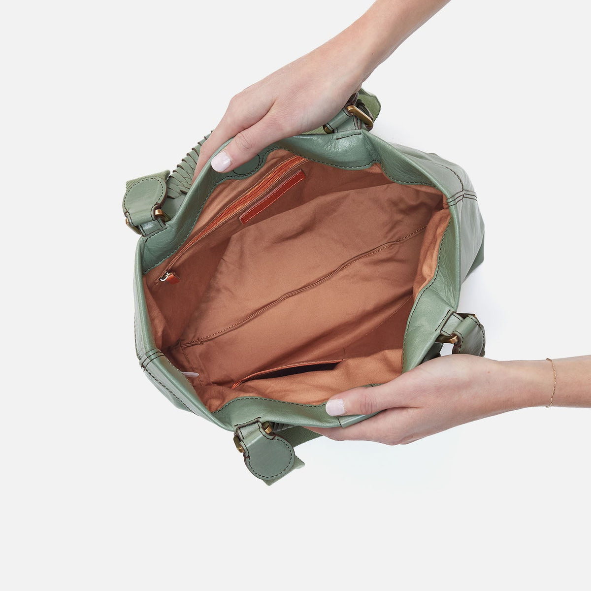 HOBO Romy Medium Tote In Polished Leather - Jade