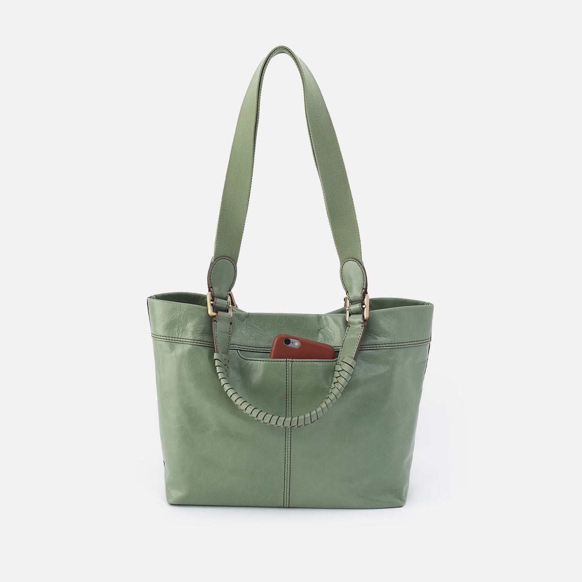 HOBO Romy Medium Tote In Polished Leather - Jade