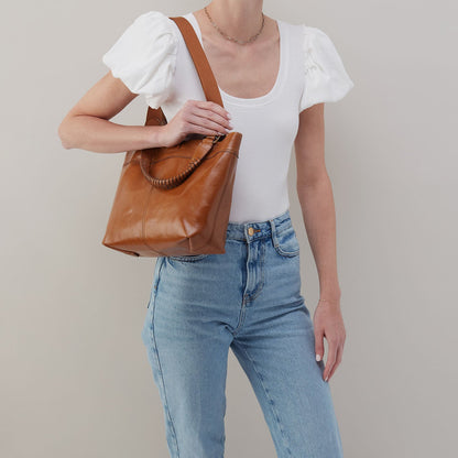 HOBO Romy Medium Tote In Polished Leather - Truffle