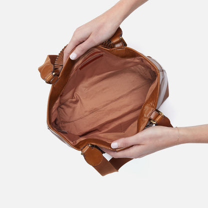 HOBO Romy Medium Tote In Polished Leather - Truffle