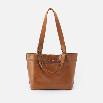 HOBO Romy Medium Tote In Polished Leather - Truffle