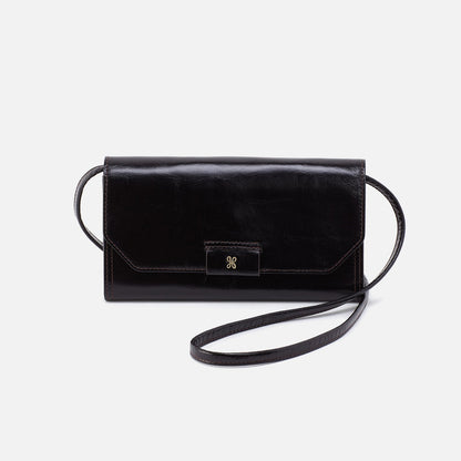HOBO Romy Wallet Crossbody In Polished Leather - Black