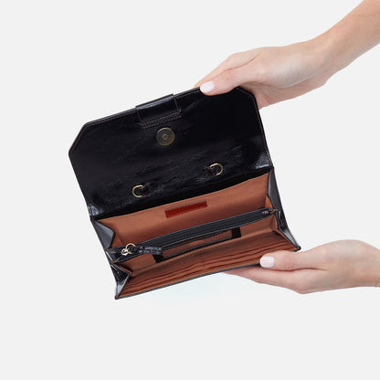 HOBO Romy Wallet Crossbody In Polished Leather - Black