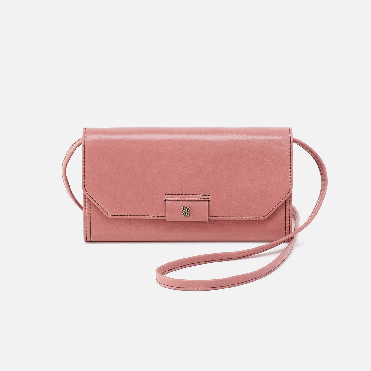 HOBO Romy Wallet Crossbody In Polished Leather - Rose