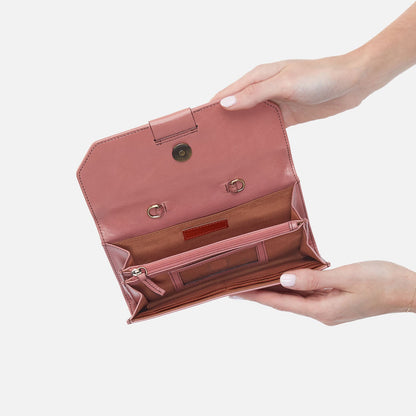 HOBO Romy Wallet Crossbody In Polished Leather - Rose