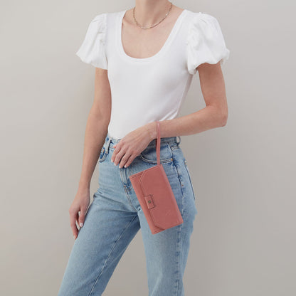 HOBO Romy Wallet Crossbody In Polished Leather - Rose