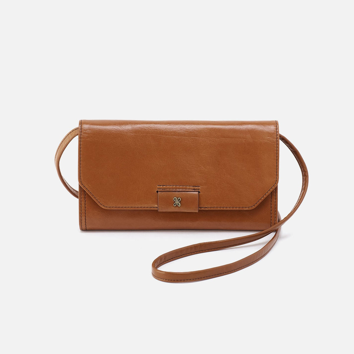 HOBO Romy Wallet Crossbody In Polished Leather - Truffle