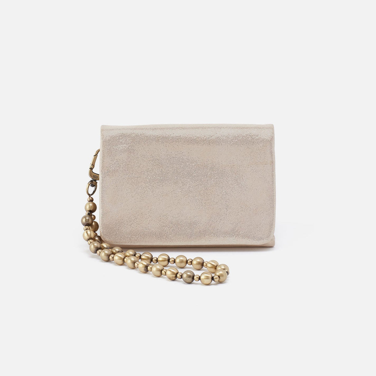 HOBO Ross Bead Wristlet In Metallic Leather - Sand Shimmer