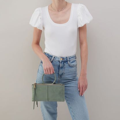 HOBO Sable Crossbody In Polished Leather - Jade
