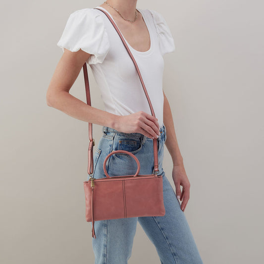 HOBO Sable Crossbody In Polished Leather - Rose